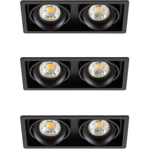 KS Verlichting Inbouwspot Bjorn 2 zwart set 3 stuks