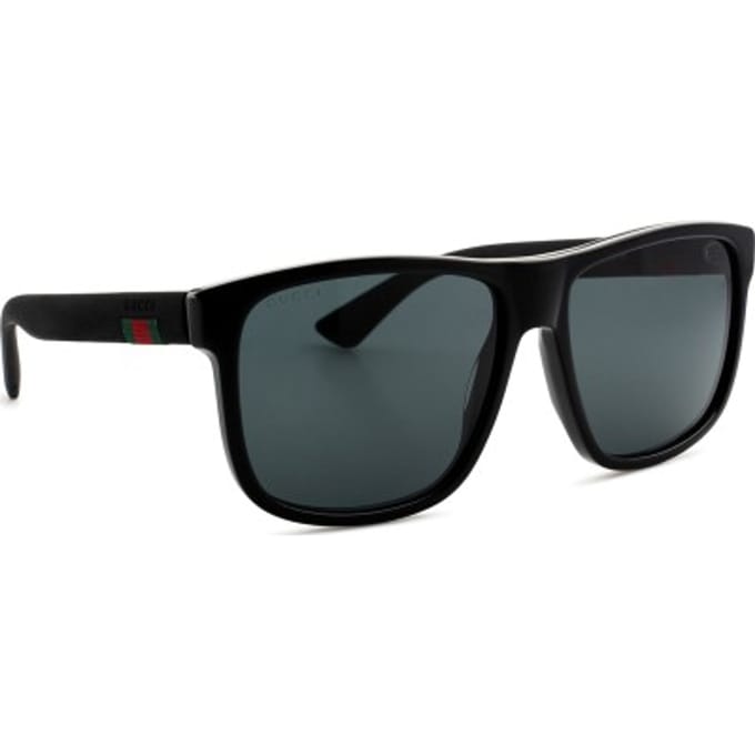 Gucci Zonnebril GG0010S 001 Zwart Rubberen Grijs