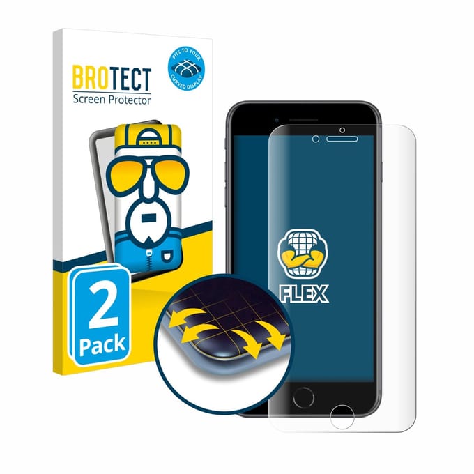 BROTECT - Screenprotector voor Apple iPhone 8 Plus - Folie Beschermfolie transparant volledig dekking - 2 Stuks