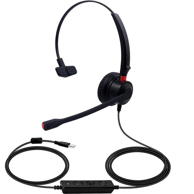 Casque d'ordinateur filaire USB avec microphone, réduction du bruit, casque universel pour centre d'appels de bureau noir