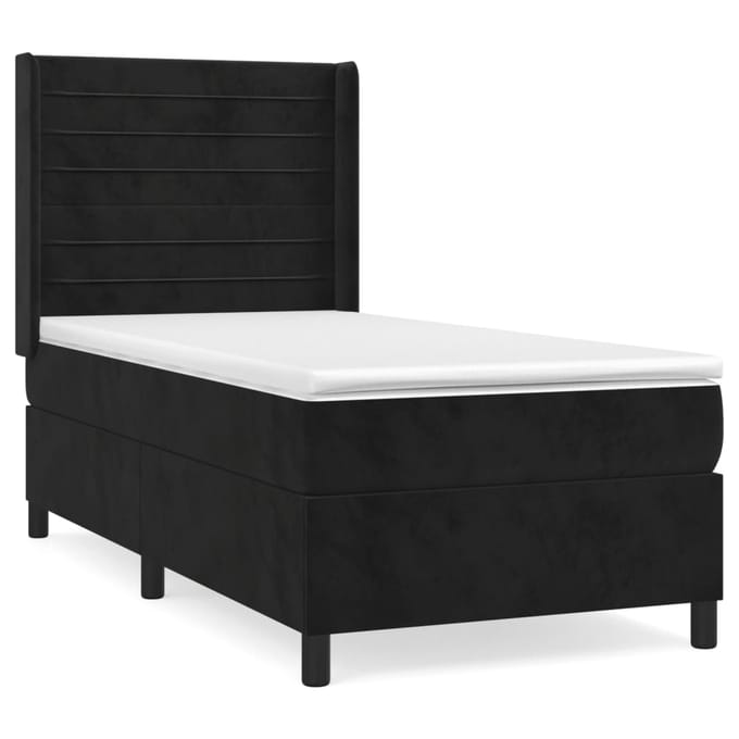 vidaXL - Boxspring - met - matras - fluweel - zwart - 90x200 - cm