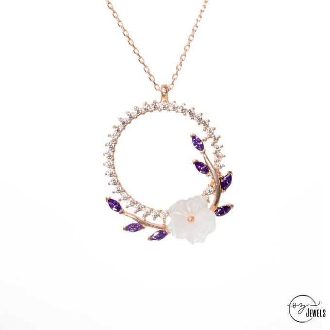 OZ Jewels – Magnolia Kroon Ketting – Roségoud – Amethist – Dames