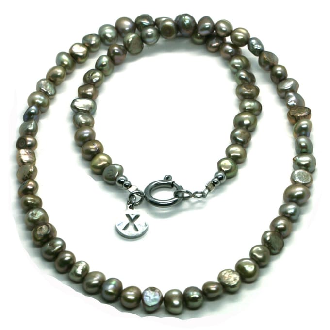 IbizaMen - heren - ketting - edelsteen - zoetwaterparel - brons - 50cm