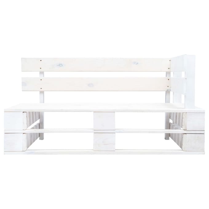 vidaXL - Tweezitsbank - pallet - met - kussens - wit - geïmpregneerd - grenenhout