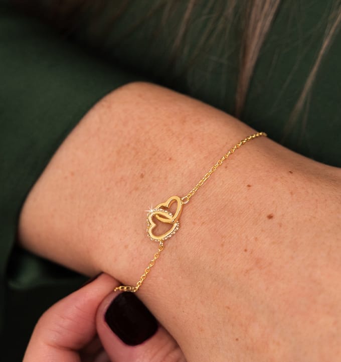 Hartjes Armband Pavé met Kristallen - Verguld