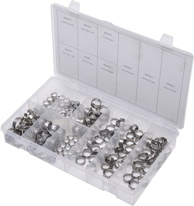 SW-Stahl S8038 slangklemmen assortiment, 170 stuks