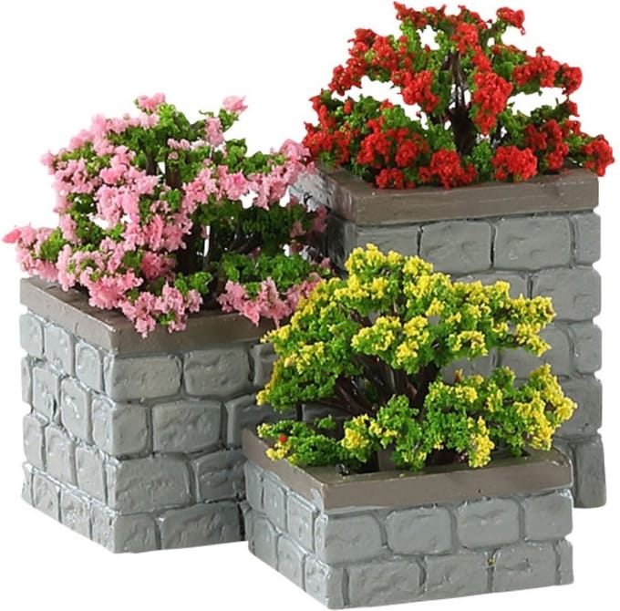 Lemax - Flower Bed Boxes -  Set Of 3 - Kersthuisjes & Kerstdorpen
