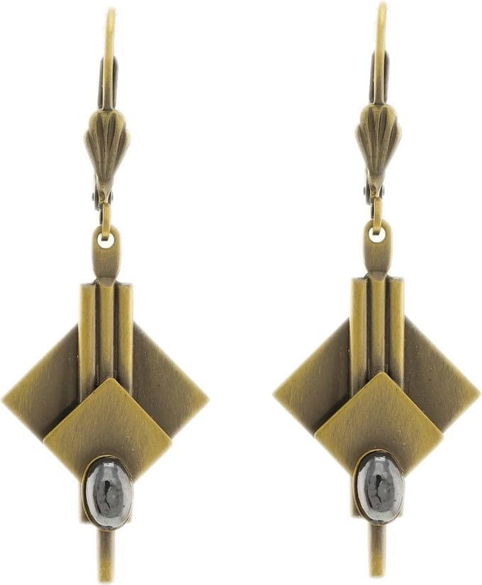 Behave - Dames oorbellen - Oud goudkleur retro art deco - 3 cm chic
