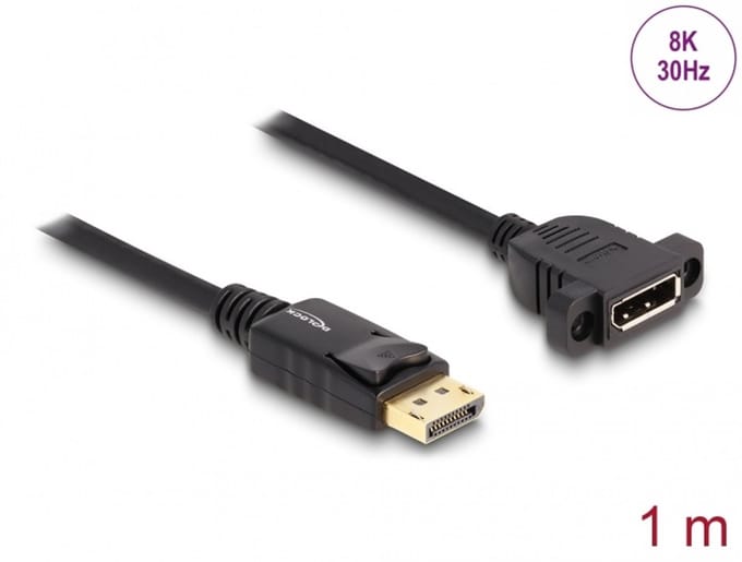 Delock 87825 DisplayPort-kabel DisplayPort Aansluitkabel DisplayPort-stekker, DisplayPort-bus 1 m Zwart 8K UHD