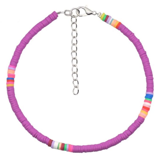 Vrolijke Enkelband met 4mm Kralen - Paars