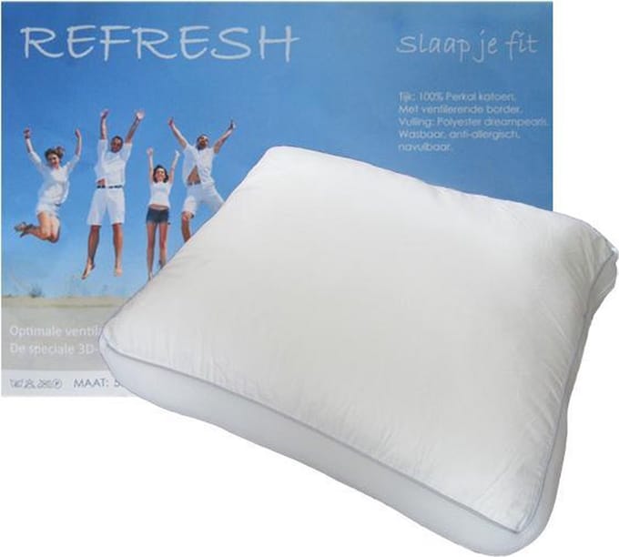 Refresh Hoofdkussen - Boxkussen met 3D Border - Dreampearls - 50x60x10 cm - Wit