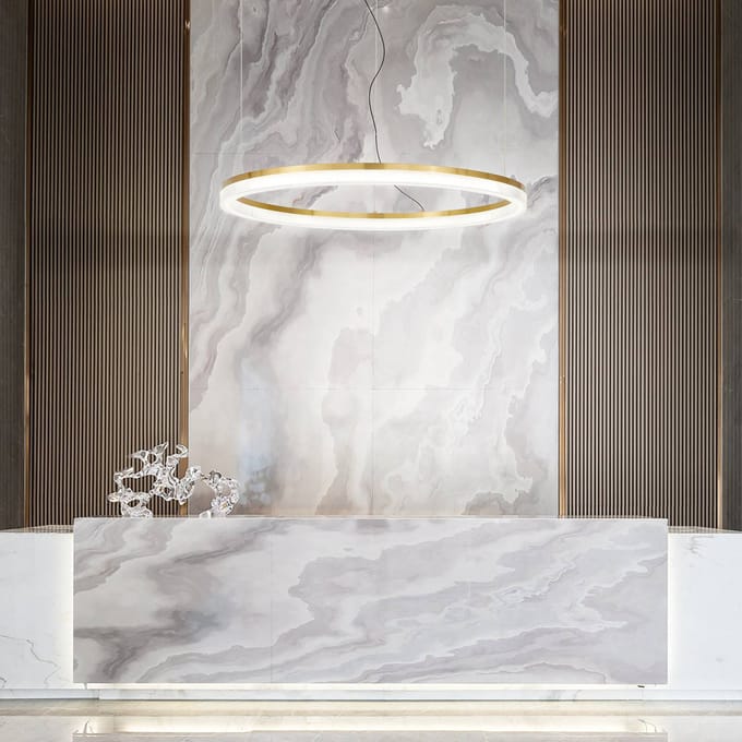 IDEAL LUX LED hanglamp Crown Ø 80 cm, messingkleurig metaal