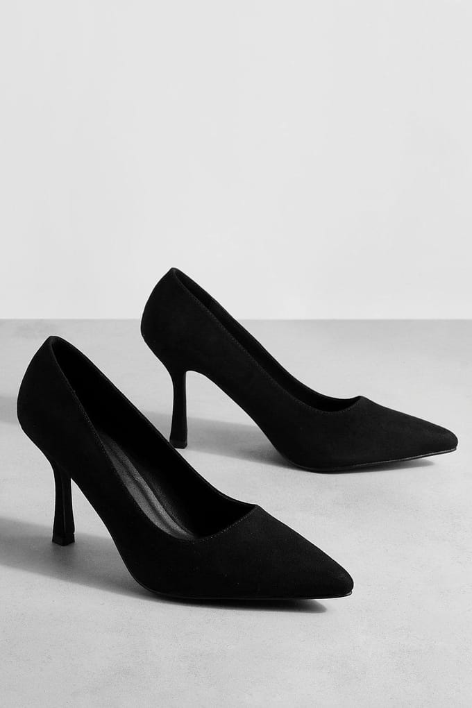 boohoo Dames Lage Stiletto Courtschoen | Zwart | Maat: 41