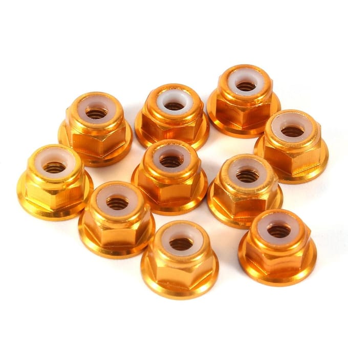 10 stuks M3 Nylon Inzet Zelfborgende Aluminium Moeren Zeskant Borgmoer Goud