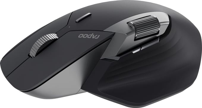 RAPOO MT760M - mouse - multi-mode - 2.4 GHz Bluetooth 4.0 Bluetooth 5.0 - gray black - Muis - Optisch - 10 knoppen - Zwart
