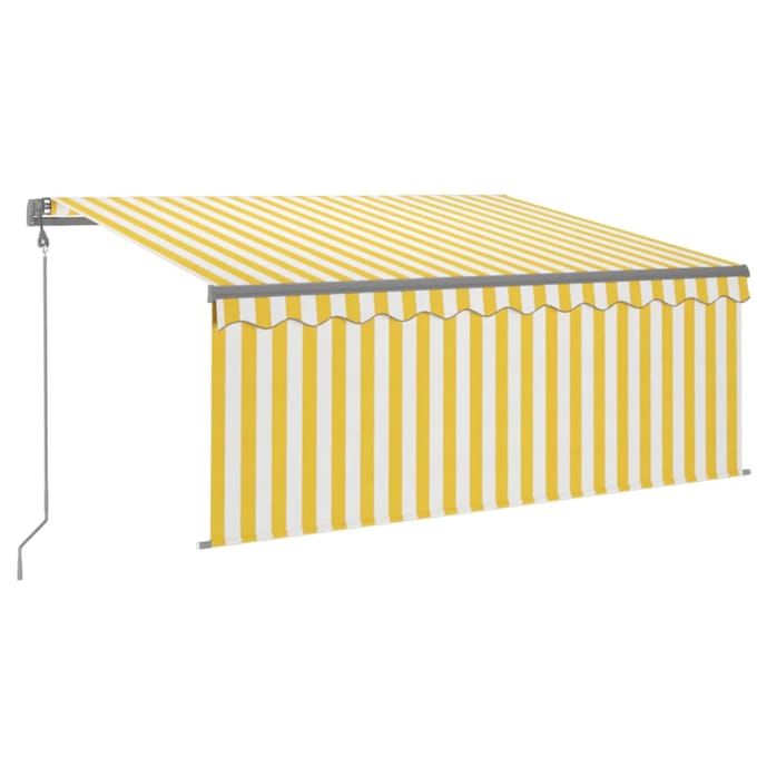vidaXL - Luifel - automatisch - met - gordijn - LED - windsensor - 3x2,5 - m - geel - wit
