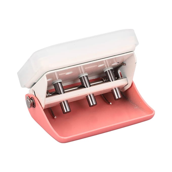 Gatenprikker Handheld Losbladig Papier Prikker Roze 3-Gats Prikker met 5 Vel Capaciteit brown