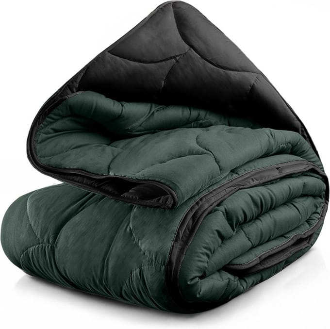 Lazy Dekbed & Dekbedovertrek in 1 - Double Face Dark Green Black