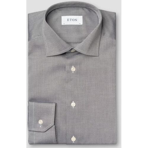 Eton Overhemd Slim Cutaway Pinpoint Oxford Zwart / male