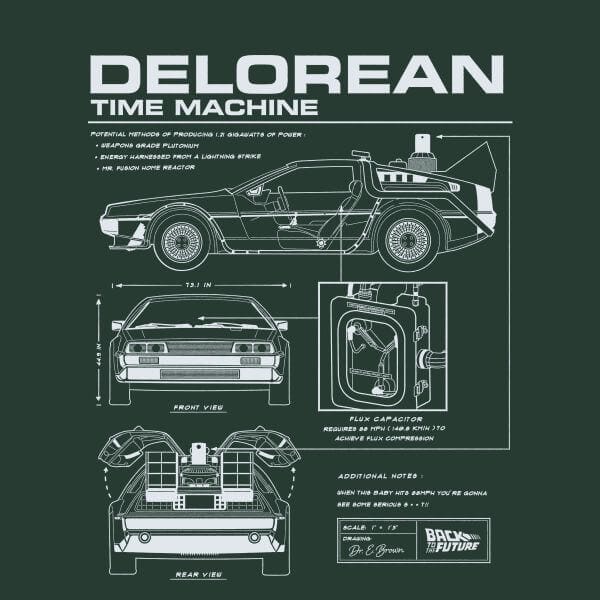 Back To The Future Delorean Schematic Women's T-Shirt - Green - S