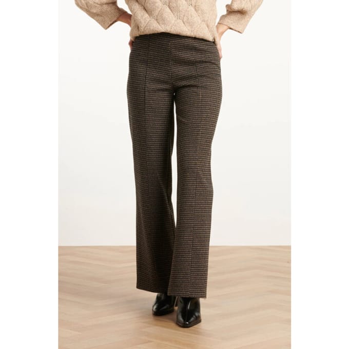 Smashed Lemon Zwart en zand houndstooth broek |