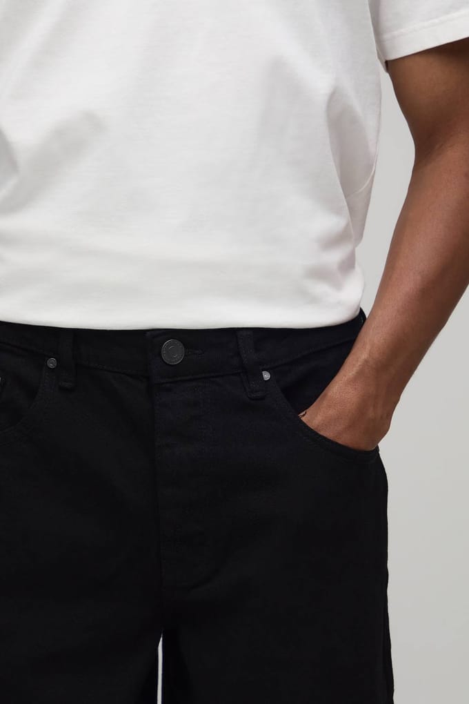 Essential Baggy Fit Rigid Washed Jeans | True Black | Size 54L