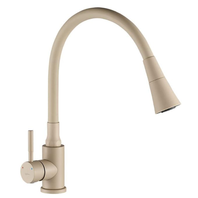 Keukenmengkraan Selva Beige/Chroom met Flexibele Uitloop