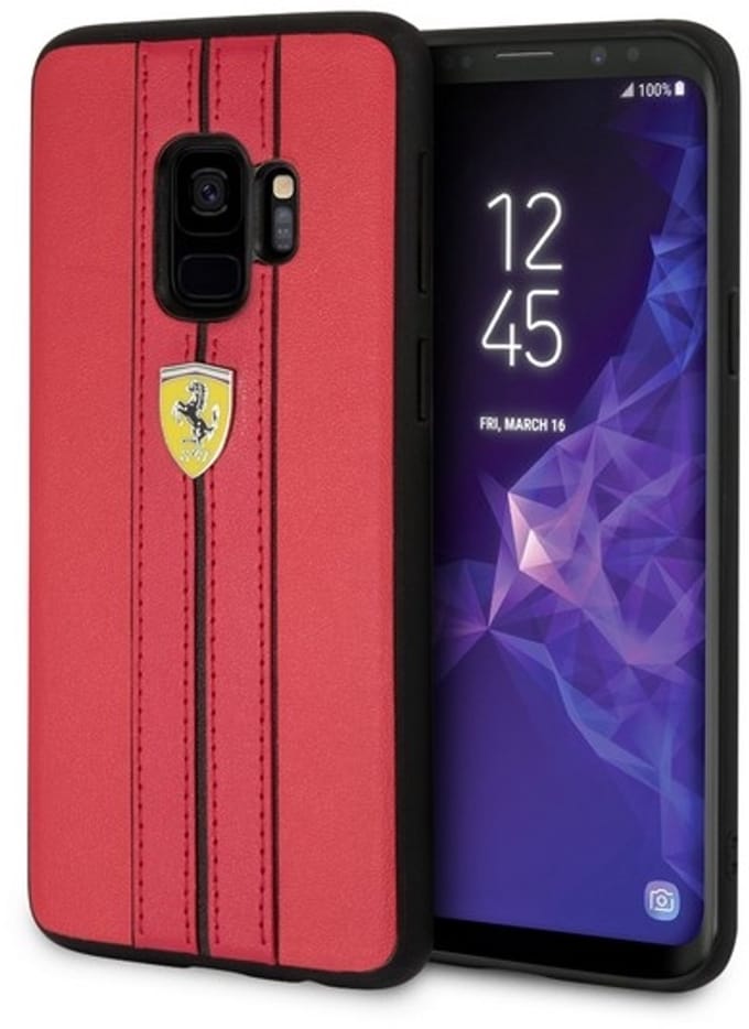 Ferrari Urban Serie - Hardcase voor Samsung Galaxy S9 - Rood - Luksueus Design - Embleem