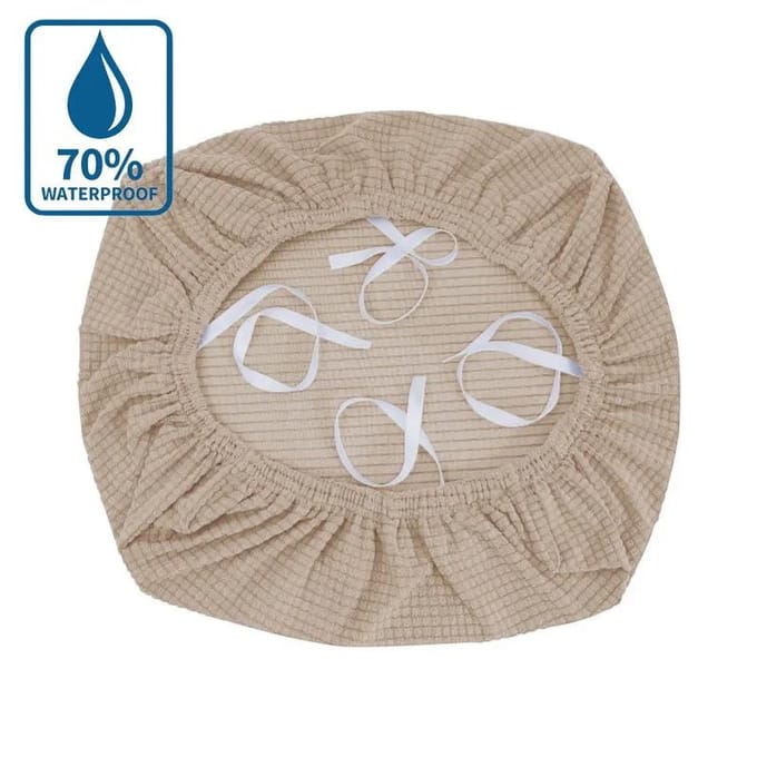 Housse de Chaise Coussin Élastique Déperlante Housse de Coussin Universelle avec Sangles pour Chaise sans Dossier Housse de Siège Textile de Maison 1pc beige