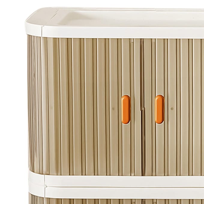 Boîte de Rangement de Bureau Pliable avec Porte Coulissante Bidirectionnelle Empilable Grande Capacité Organisateur Conteneur white