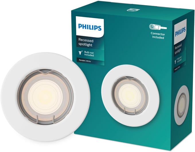 Philips Peridot inbouwspot - GU10 fitting - Wit - Rond - Vaste kop