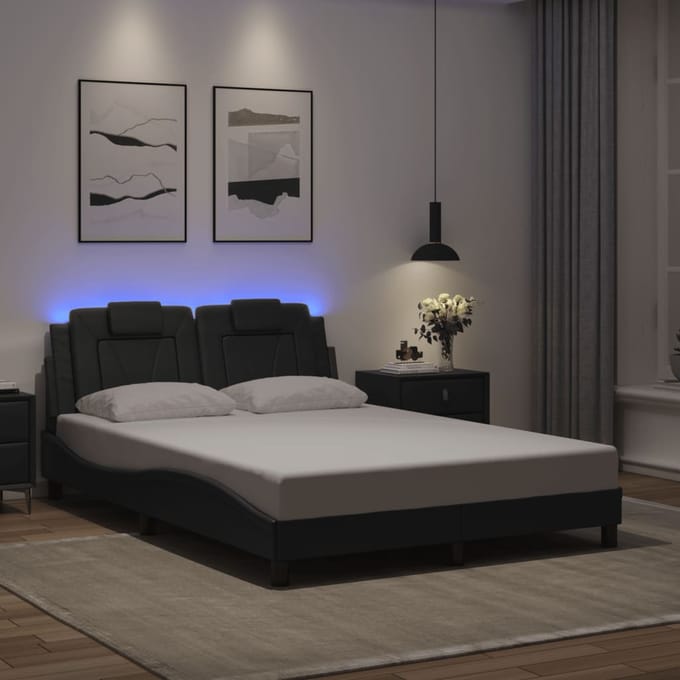 vidaXL - Bedframe - "Viana" - met - LED - zonder - matras - grijs - 140x190 - cm