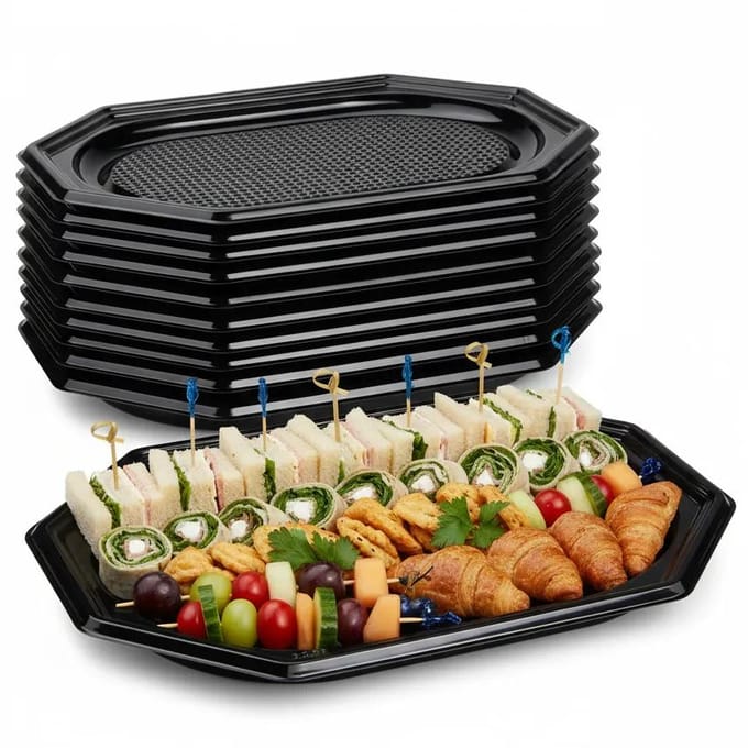 Zwarte RPET Cateringbak 54X36 Cm 10 Stuks