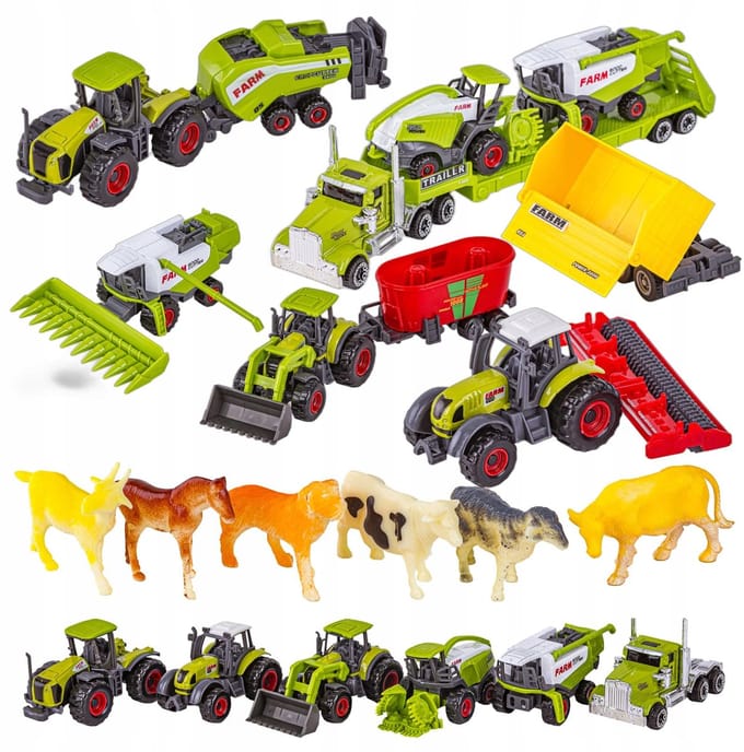 Boerderij Voertuigen Speelgoedset: Tractoren, Combines, Dieren & Vrachtwagen