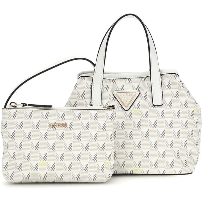 GUESS Handtas Schoudertas G Wave Mini Tote Stone Logo Wit