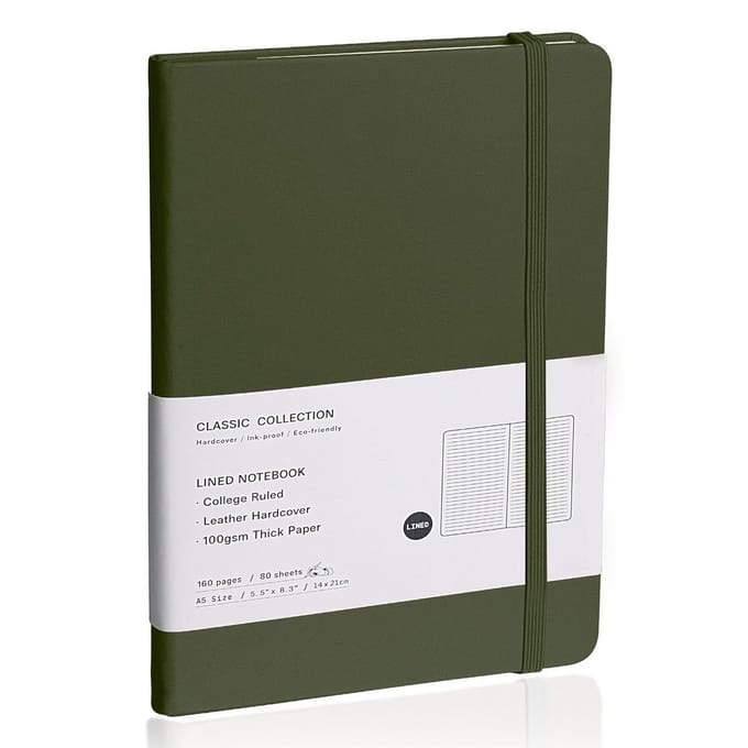 Gelinieerd Notitieboek Medium met Harde Kaft - 160 Pagina's Dik Papier