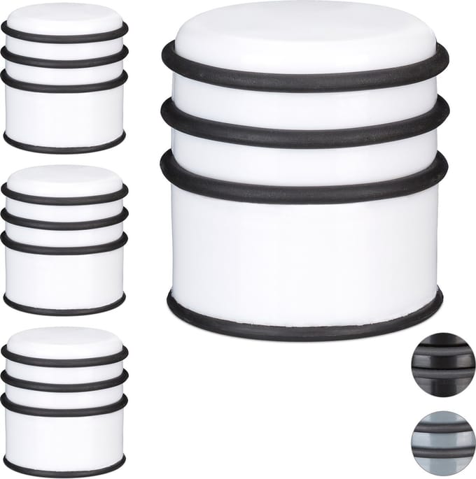 4 x deurstop - deurstopper - rubberen ring - deurbuffer zwaar - kunststof wit