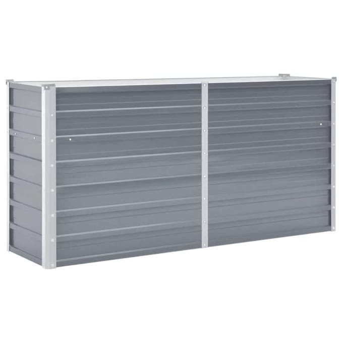 vidaXL - Plantenbak - verhoogd - 160x40x77 - cm - gegalvaniseerd - staal - grijs