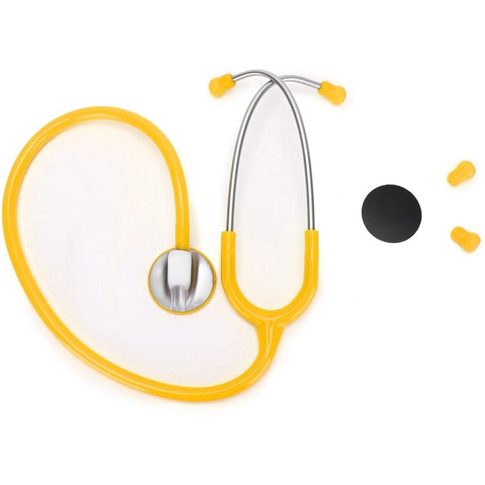 Professionele Stethoscoop met Enkele Kop Zinklegering Hart Long Detectie Echoscoop Gezondheidszorg Tool Yellow white