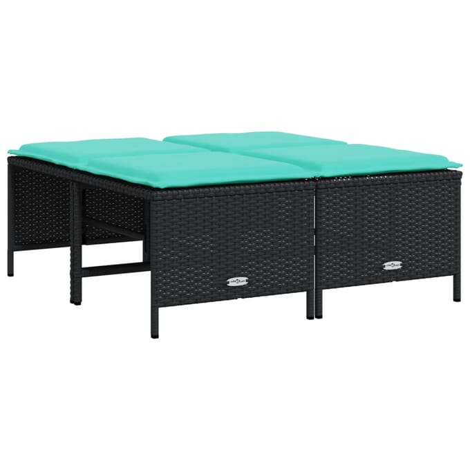 vidaXL - Tuinstoelen - met - kussens - 4 - stuks - zwart - polyrotan