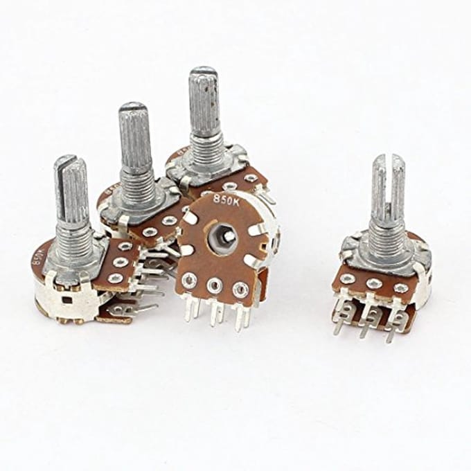 Dual Linear Taper Potentiometer 50K Ohm 6 Terminals - 5 Stuks