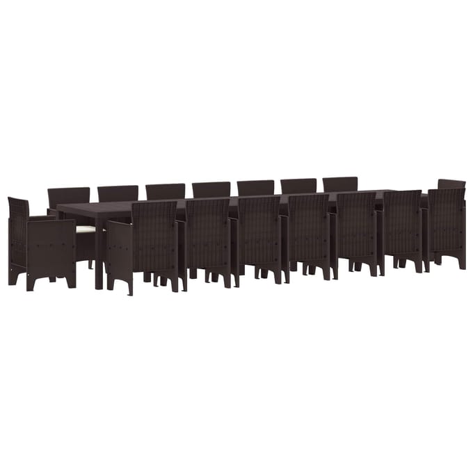vidaXL - Tuin - eettafelset - met - kussens - 17 - st - Bruin - PP