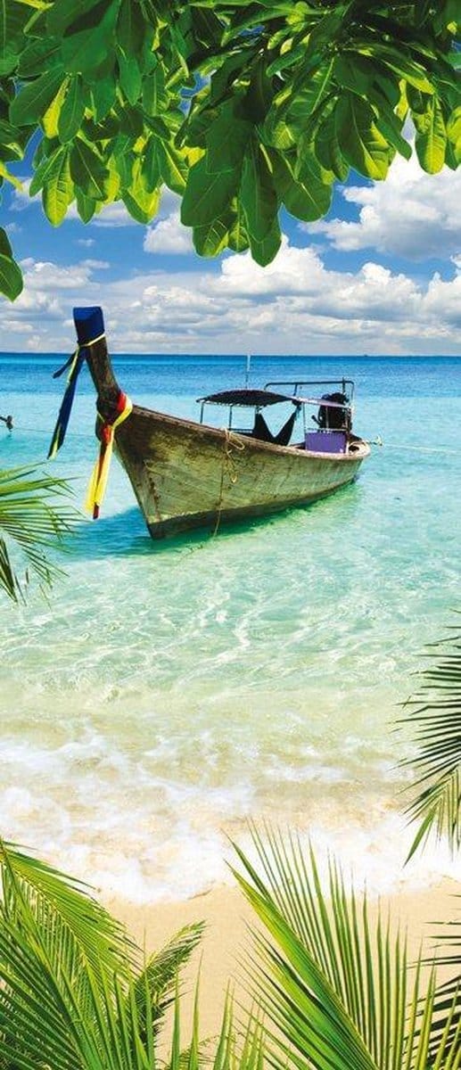Beach Tropical Paradise Boat Photo Wallcovering