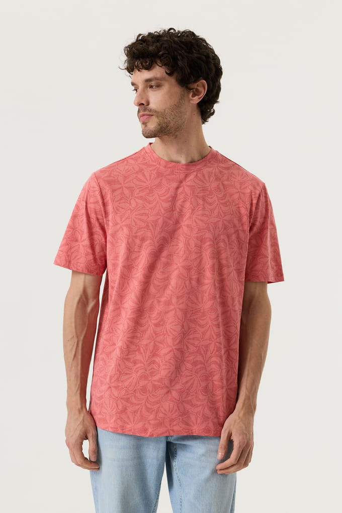 GARCIA Heren Print T-shirt Roze Korte mouw