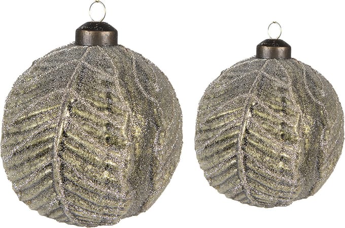 Clayre & Eef Kerstbal Set van 2 Overig Ø 10 / Ø 8 cm Groen Glas Kerstballen