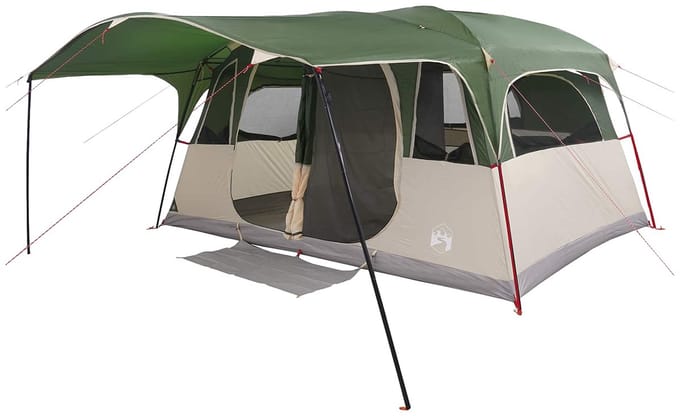 vidaXL - Tunneltent - 12-persoons - Groen - Polyester - en - Staal
