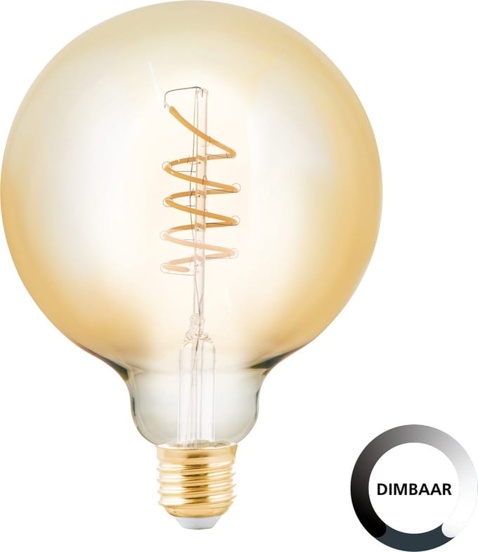 Eglo Ledfilamentlamp Globe - Amber - D9,5cm - Dimbaar - Warm Wit - E27 - 4w