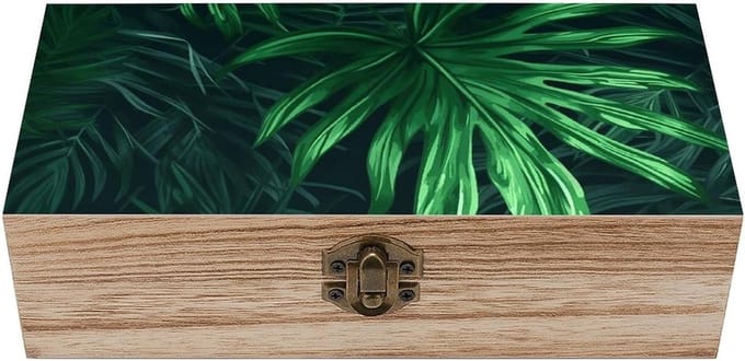 Opbergdoos Hout - Sieradendoosje - Knutselen en Opslag - Veiligheidsscharnier - 20 cm - Groen