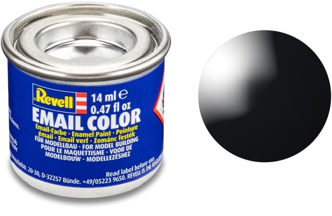 Revell Hobbyverf Enamel verf - #7 Black - Gloss - RAL9005 - Enamel - Verf potje - 14 ml