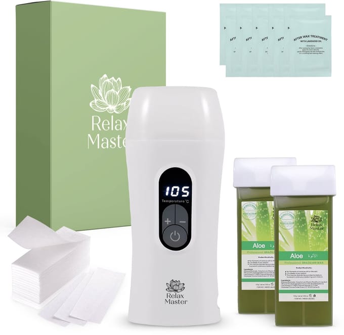 Wax Apparaat - Digitale Wax Roller - 2x Aloe Vera Vulling - Aftercare & Waxstrips - Met E-Book